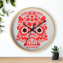Load image into Gallery viewer, 20 Sided Eyes - RED Sugar Skull - Game Room Wall Clock