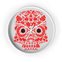 Load image into Gallery viewer, 20 Sided Eyes - RED Sugar Skull - Game Room Wall Clock