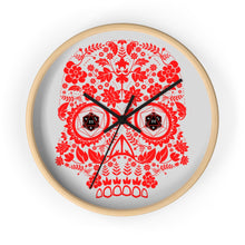 Load image into Gallery viewer, 20 Sided Eyes - RED Sugar Skull - Game Room Wall Clock