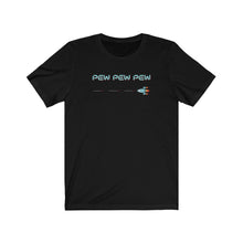 Load image into Gallery viewer, Pew Pew Pew - Zooming Ship Firing Missiles - Unisex T-shirt