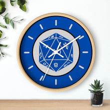 Load image into Gallery viewer, NAT-20 - the perfect roll and the perfect wall clock for your game room. Make every second count! Accent any room with this unique, high quality Wall Clock with cool gamer designed face. Fits in any decor with three variations of frames in natural wood, black, and white along with two hand colors of black or white.
