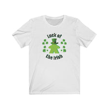 Load image into Gallery viewer, ☘️ Luck of the Irish Meeple ☘️ Your go-to LUCKY gamer Tee IS HERE!  Reach for it every Game Night!    Description: This updated unisex essential fits like one of your well-loved favorite tees. Super soft cotton and excellent quality print makes this tee the one you'll reach for again and again.