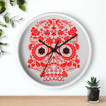 Load image into Gallery viewer, 20 Sided Eyes - RED Sugar Skull - Game Room Wall Clock