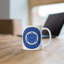 Load image into Gallery viewer, Sip your perfect cup of coffee, tea, or cocoa is this perfect gamer mug. d20 die encircled by the words, "Perfect NAT-20."