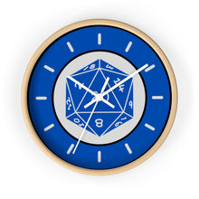 Load image into Gallery viewer, NAT-20 - the perfect roll and the perfect wall clock for your game room. Make every second count! Accent any room with this unique, high quality Wall Clock with cool gamer designed face. Fits in any decor with three variations of frames in natural wood, black, and white along with two hand colors of black or white.