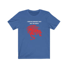 Load image into Gallery viewer, PG (Roll Playing Game) T-shirt - tee.  Yeah, I knew we shouldn't have split the party.  Funny design with a large, scary red dragon.