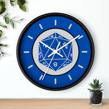 Load image into Gallery viewer, NAT-20 - the perfect roll and the perfect wall clock for your game room. Make every second count! Accent any room with this unique, high quality Wall Clock with cool gamer designed face. Fits in any decor with three variations of frames in natural wood, black, and white along with two hand colors of black or white.