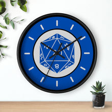 Load image into Gallery viewer, NAT-20 - the perfect roll and the perfect wall clock for your game room. Make every second count! Accent any room with this unique, high quality Wall Clock with cool gamer designed face. Fits in any decor with three variations of frames in natural wood, black, and white along with two hand colors of black or white.