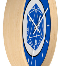 Load image into Gallery viewer, NAT-20 - the perfect roll and the perfect wall clock for your game room. Make every second count! Accent any room with this unique, high quality Wall Clock with cool gamer designed face. Fits in any decor with three variations of frames in natural wood, black, and white along with two hand colors of black or white.