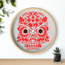 Load image into Gallery viewer, 20 Sided Eyes - RED Sugar Skull - Game Room Wall Clock
