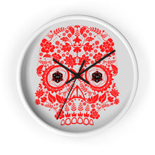 Load image into Gallery viewer, 20 Sided Eyes - RED Sugar Skull - Game Room Wall Clock