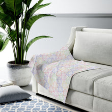 Load image into Gallery viewer, Dice Spectrum Blanket for your game room. All over print of multicolor d20 dice by Red Fox Brand