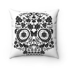 Load image into Gallery viewer, π 20 Sided Eyes Sugar Skull π Cool gaming designed Game Room Pillow with black Sugar Skull that has 20 sided dice for eyes. Description: Game room accents shouldn't be underrated. These beautiful indoor pillows come in two sizes. by Red Fox Brand