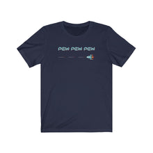 Load image into Gallery viewer, Pew Pew Pew - Zooming Ship Firing Missiles - Unisex T-shirt
