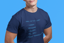 Load image into Gallery viewer, Shall We Play A Game tee t-shirt Carcassonne 7 Wonders Gloomhaven Small World board games