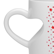 Load image into Gallery viewer, Valentine's Day Gift Mini Meeple Love heart shaped handle ceramic coffee mug