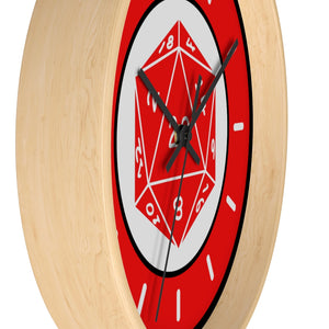 NAT-20 in RED - The Perfect Roll - Game Room Wall Clock