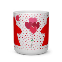 Load image into Gallery viewer, Valentine&#39;s Day Gift Meeple Love heart shaped handle mug with meeples and hearts
