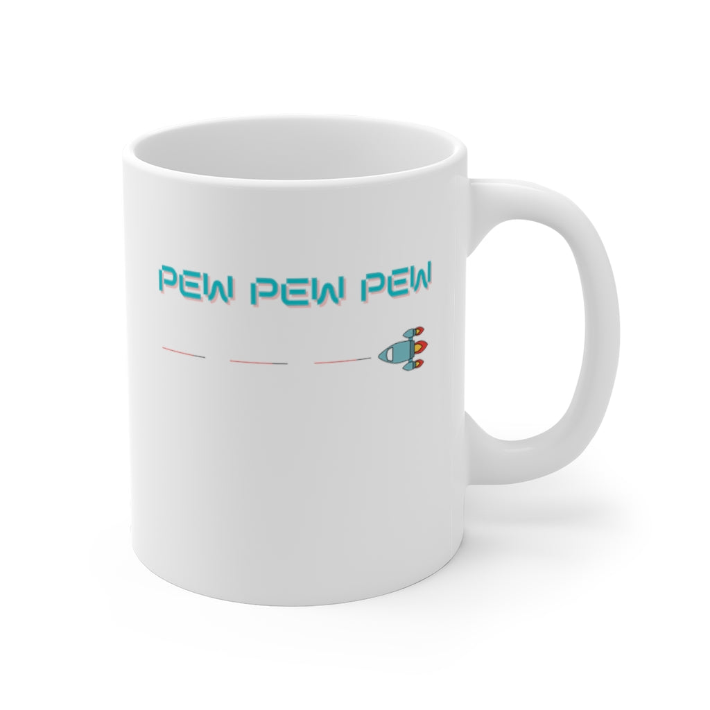 Pew Pew Pew - Zooming Ship Firing Missiles - Mug
