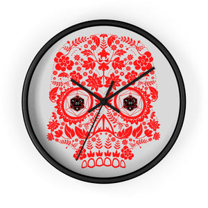 20 Sided Eyes - RED Sugar Skull - Game Room Wall Clock