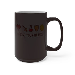 Magic Color Changing Mug with “Choose Your Reward” along with a Health Heart, Sword, Potion Bottle, Shield, and Coin.  Which would you choose?