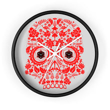Load image into Gallery viewer, 20 Sided Eyes - RED Sugar Skull - Game Room Wall Clock
