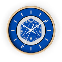 Load image into Gallery viewer, NAT-20 - the perfect roll and the perfect wall clock for your game room.     Make every second count! Accent any room with this unique, high quality Wall Clock with cool gamer designed face.  Fits in any decor with three variations of frames in natural wood, black, and white along with two hand colors of black or white.
