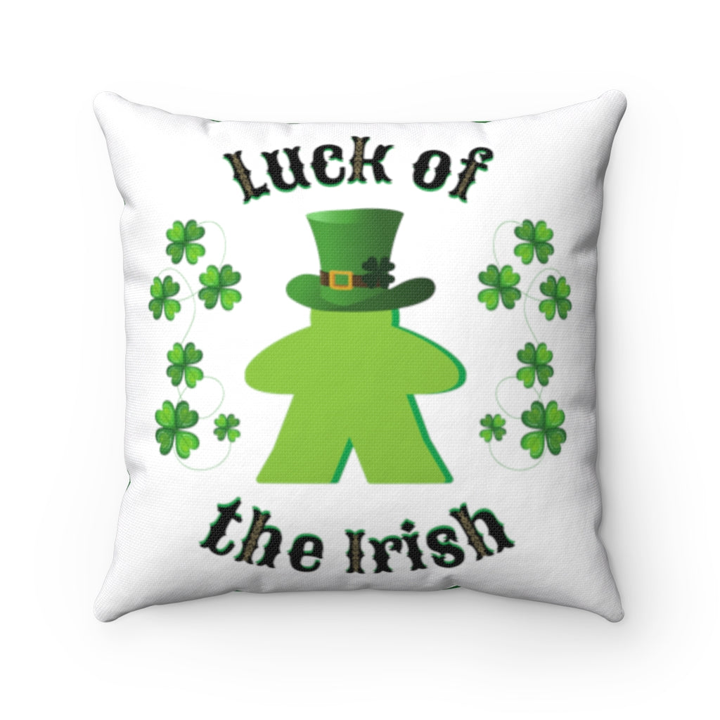 ☘️ Luck of the Irish Meeple ☘️ Your go-to LUCKY gaming room PILLOW is here!  Reach for it every Game Night!  Description: Game room accents shouldn't be underrated. These beautiful indoor pillows come in two sizes: a smaller 14” x 14” and a larger 20” x 20” size.  Each creative custom pillow design will serve as statement pieces, creating a personalized environment.