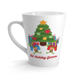 Lil' Holiday Gamers - Sleepy Elves on Controllers - Latte Mug