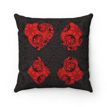 Load image into Gallery viewer, Paisley Poker Game Room Pillow with the four poker suits heart club spade and diamond
