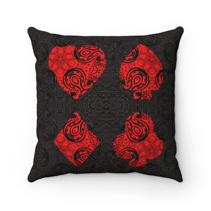 Paisley Poker Game Room Pillow with the four poker suits heart club spade and diamond