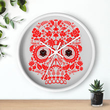 Load image into Gallery viewer, 20 Sided Eyes - RED Sugar Skull - Game Room Wall Clock
