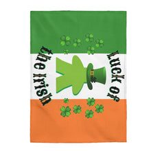 Load image into Gallery viewer, Luck of the Irish Meeple - Velveteen Plush Blanket
