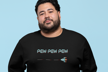 Load image into Gallery viewer, Pew Pew Pew - Zooming Ship Firing Missiles - Unisex Sweatshirt
