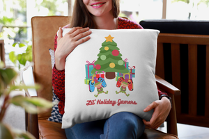 Lil' Holiday Gamers - Sleepy Elves on Controllers - Game Room Pillow