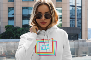 Retro designed gamer Level UP.  Pastel colors and 70's styling takes ya back to the early days of video gaming. Hoodie