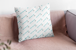 Zooming ship firing missiles.  Makes ya wanna say, "Pew Pew Pew!"  Square all over print pillow for game room.
