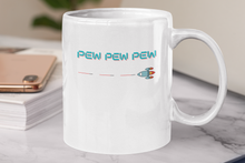 Load image into Gallery viewer, Pew Pew Pew - Zooming Ship Firing Missiles - Mug
